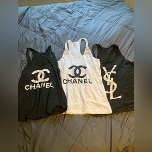 3 American Apparel Fashion tanks CC YSL sz L